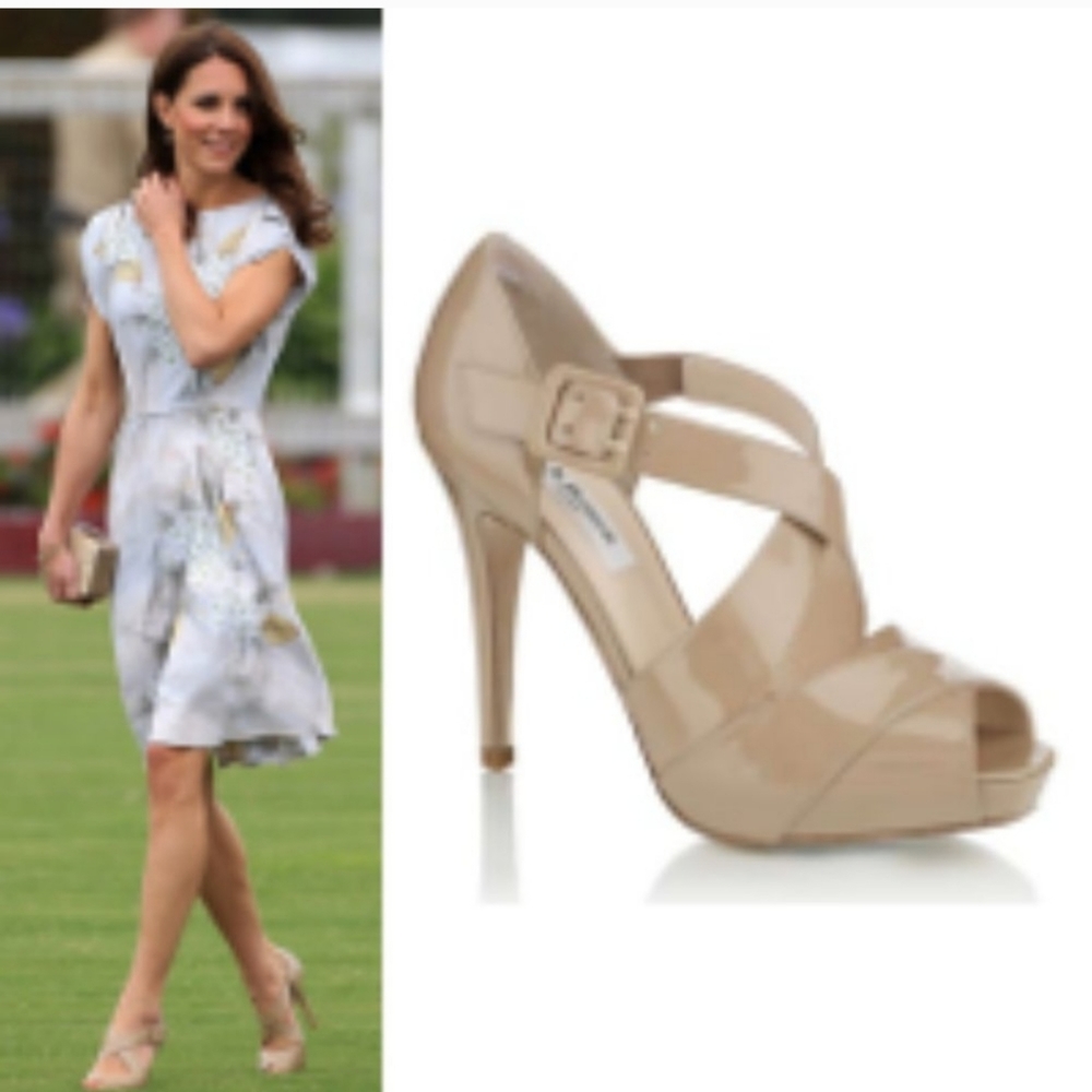 L.K.Bennett 'Sliver' Taupe Patent Sandals ASO Kate Middleton